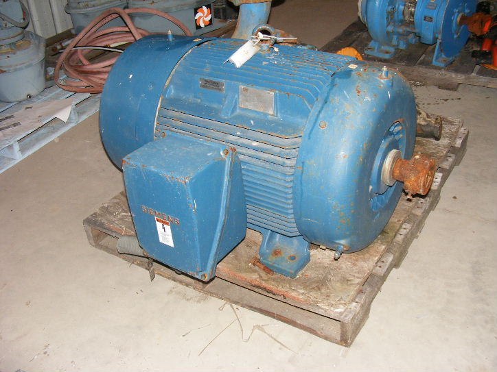 (1) Each, used, 125 HP Siemens Electric Motor 3575 RPM 444TS Frame 460v . SOLD EACH